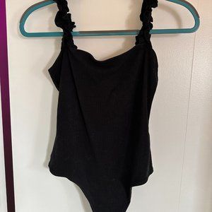 Sunday Best Black Ruffle Strap Bodysuit - image 1